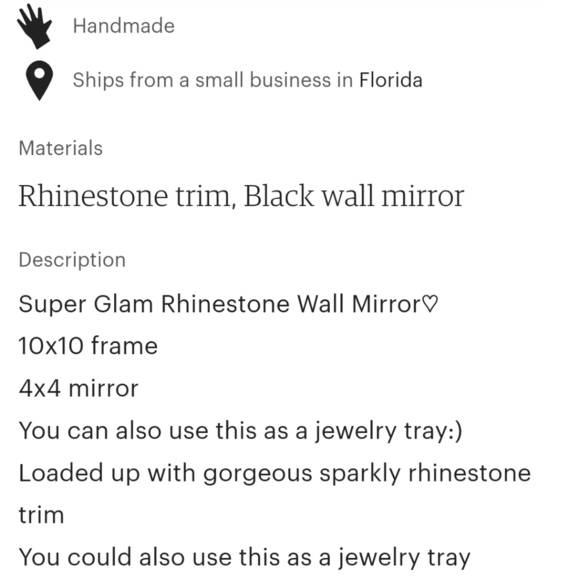 Black rhinestone wall mirror - Picture 9 of 9